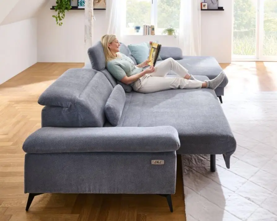 Iwaniccy Polstergarnitur Exit, Bezug grau, inkl. Sitztiefen-, Armteil- und Kopfteilverstellung, ca.314x198 cm