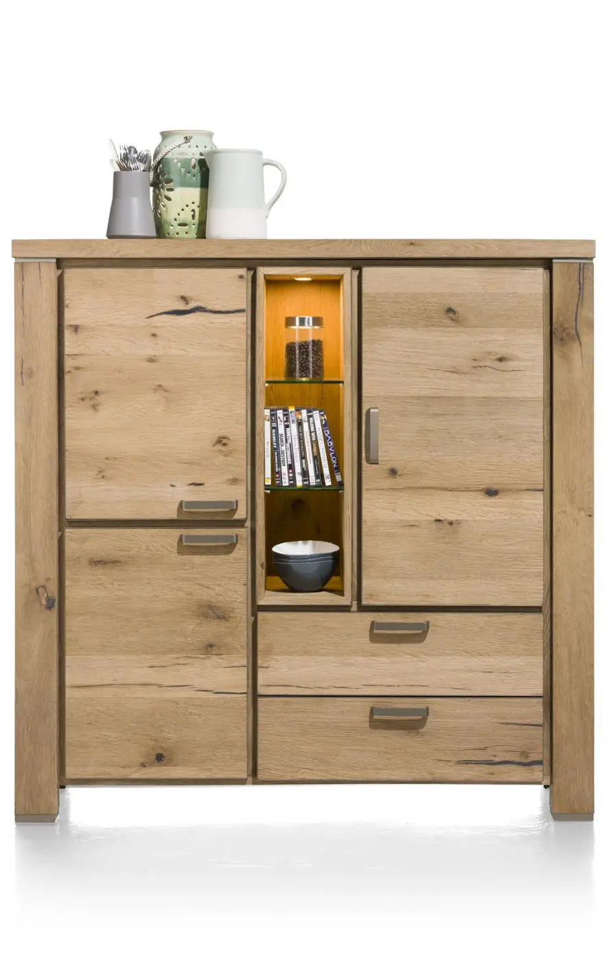 Habufa Highboard Canova 39591RWB, Eiche Railway braun furniert, Griff: silber, ca.140x140x45 cm