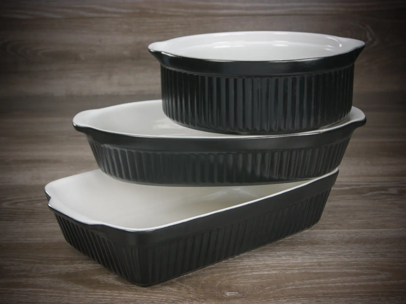 Creatable Auflaufform, rund, 25 cm SchwarzWeiß