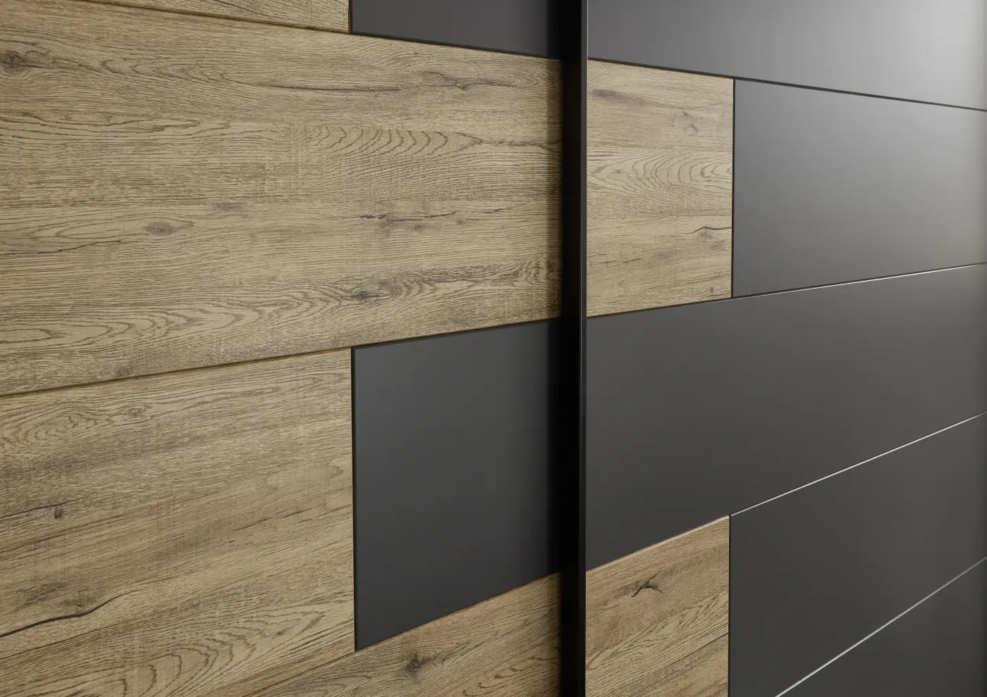Kleiderschrank Pol Power Schrank LINEA Bartex Eiche/ Graphit