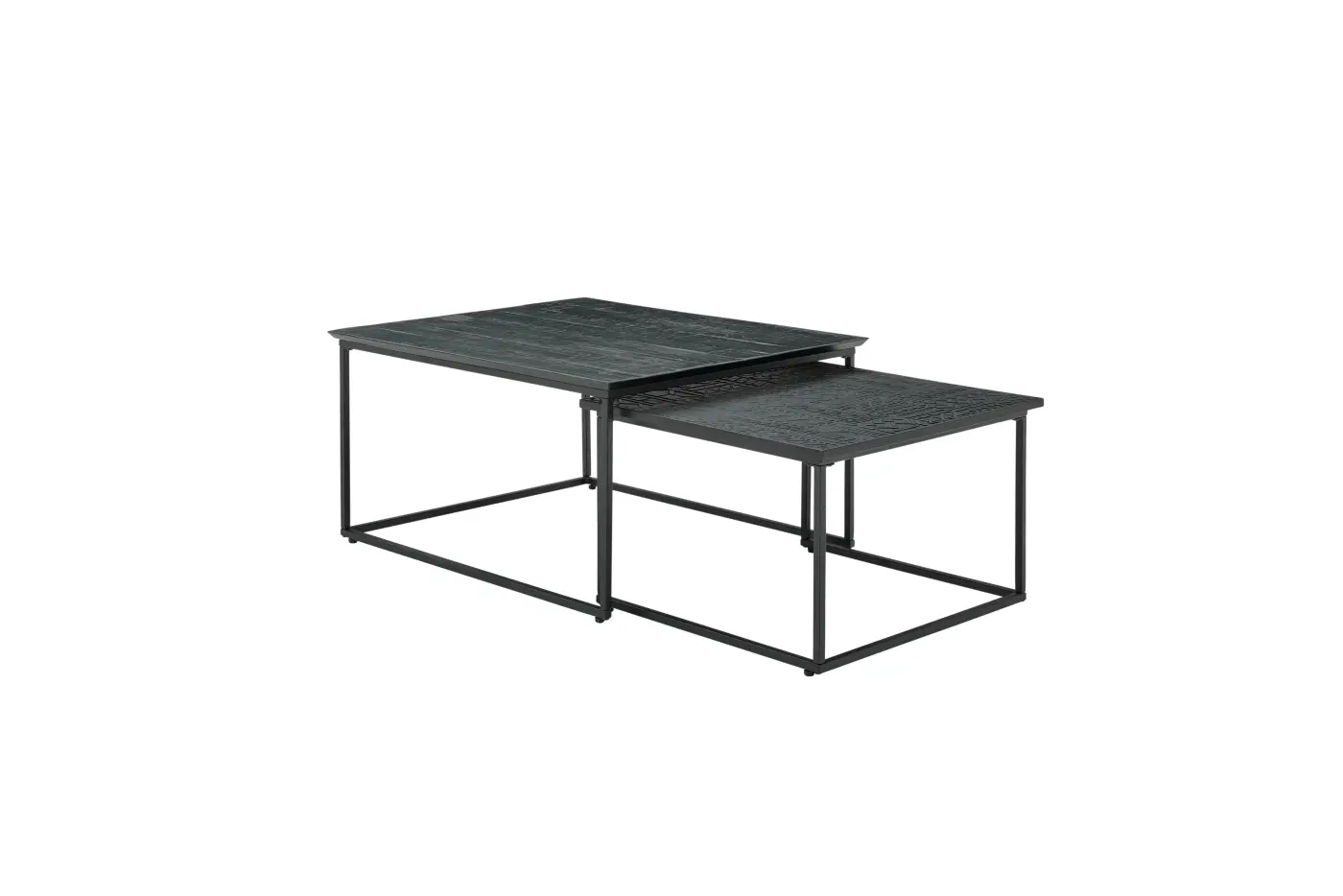 Roomio No. 2001 Couchtisch-2er Set eckig Mango massiv schwarz ca. 80x70 cm