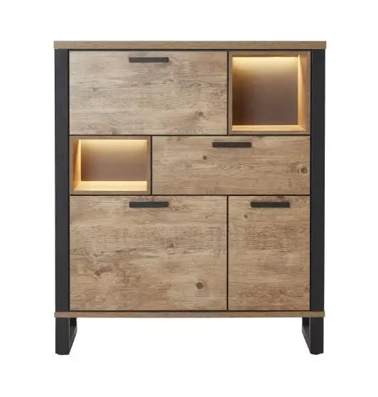 Habufa Highboard Perth 51783BRN, Braun ca. 120x140x42 cm