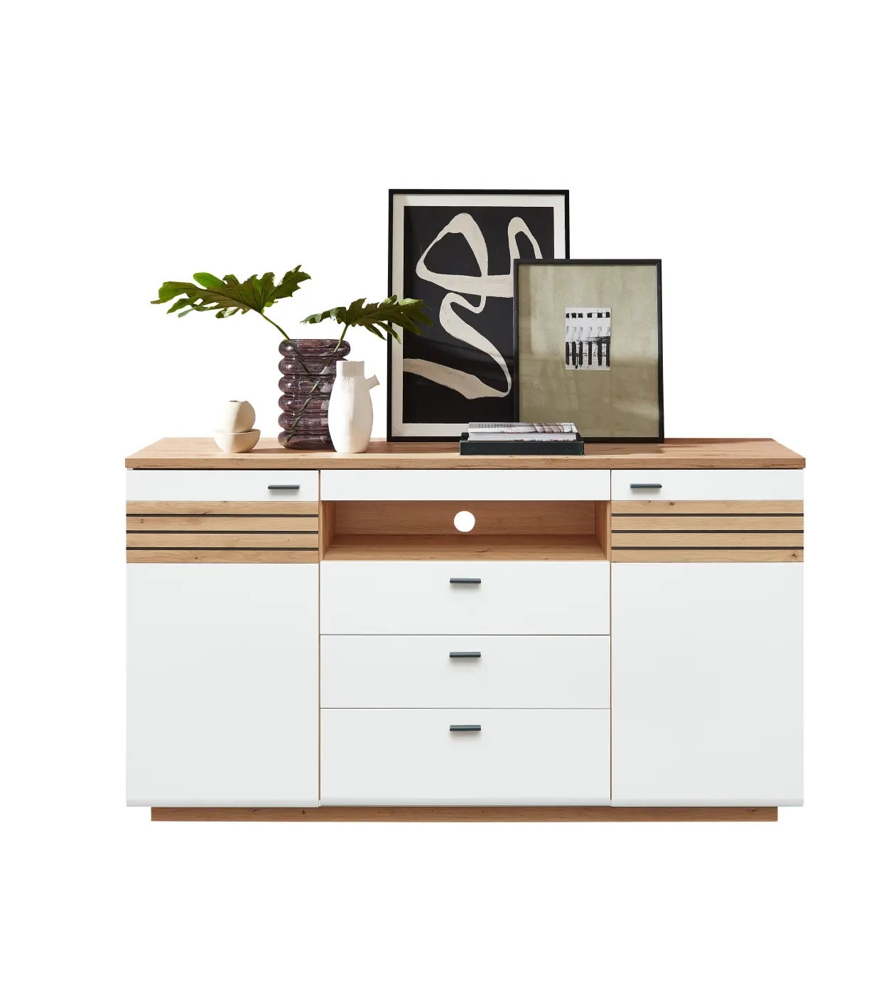 Wohn-Conceot Sideboard Fresno Weiß matt/Artisan Eiche ca. 175x97x47 cm