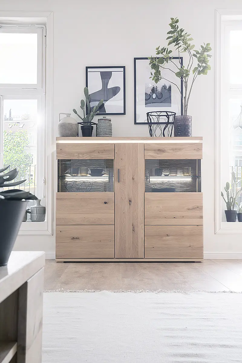 MCA Highboard Balkeneiche Bianco ca.150x128x37 cm MCA Highboard Balkeneiche Bianco ca.150x128x37 cm