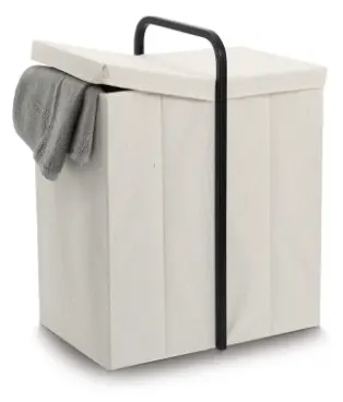 Zeller Wäschesammler Bambus Creme Schwarz ca. 51,5x35,5x62 cm