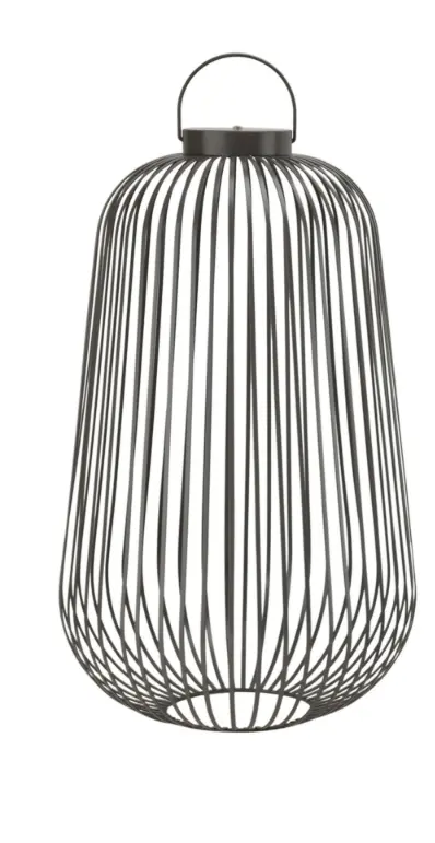 LC Wholesaler LED Metalllaterne Grau 37x60 cm. aufladbar