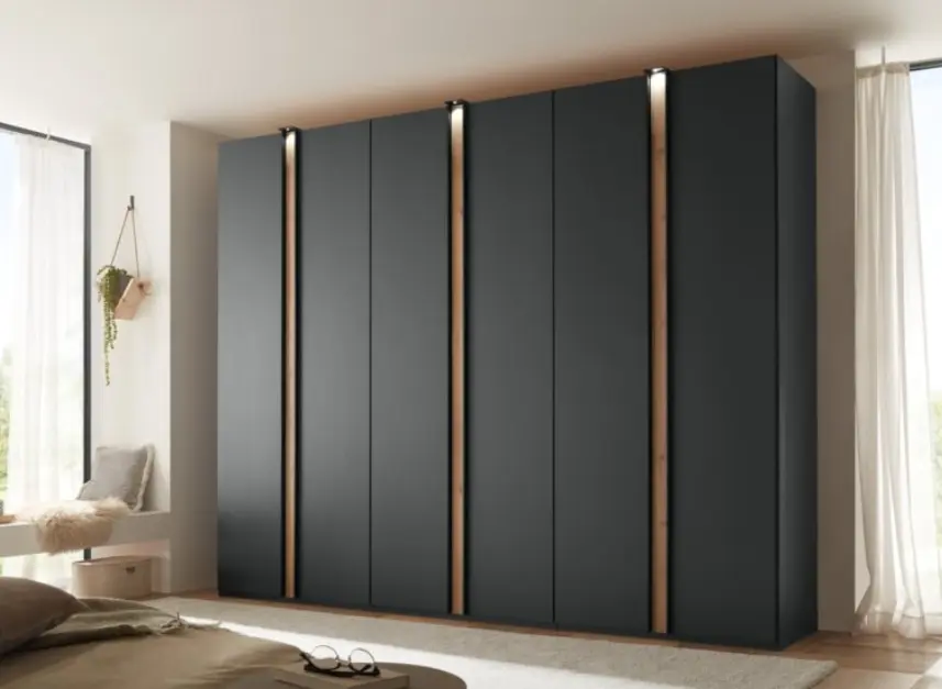 Wiemann Drehtürenschrank Lagos Graphit/schwarz ca. 300x216x58 cm inkl. Zusatzausstattung