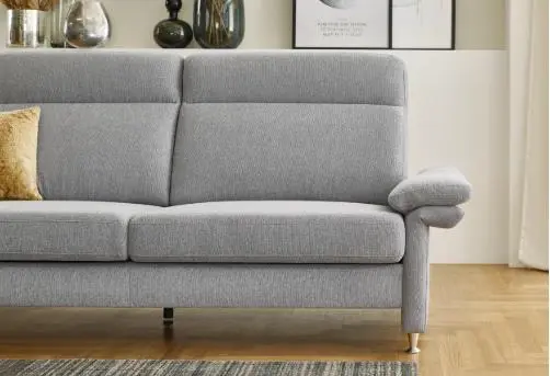 Carina Garnitur Primus 2.0 in Bezug grau, Metallfuß Aluminium glänzend