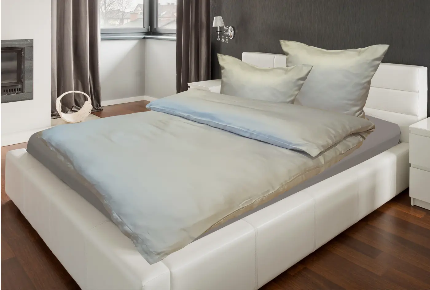 Cosima Bettwäsche Tencel Elodie Silber ca. 155x220 cm & 80x80 cm