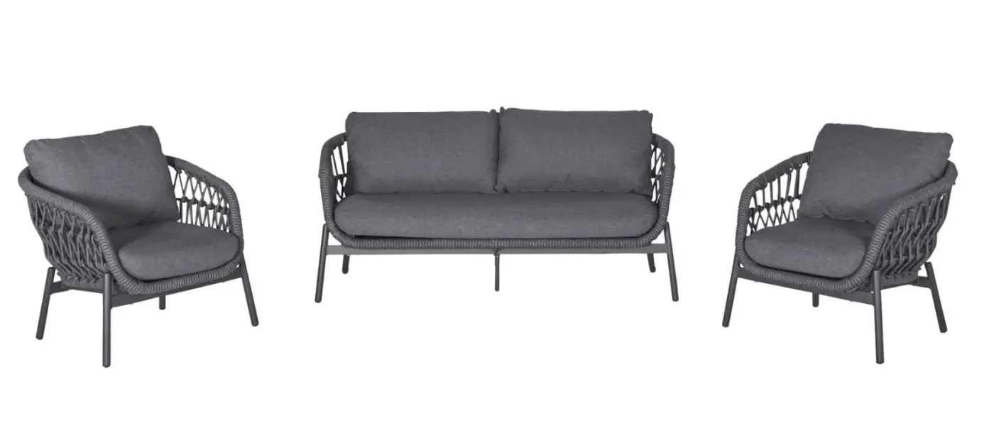 LC Garden Living-Set 249821 Bari 3 tlg. Anthrazit / Dunkelgrau