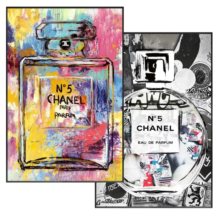 LC Wholesaler Wandbild-Set Perfume Flacon Chanel ca. 20x30 cm