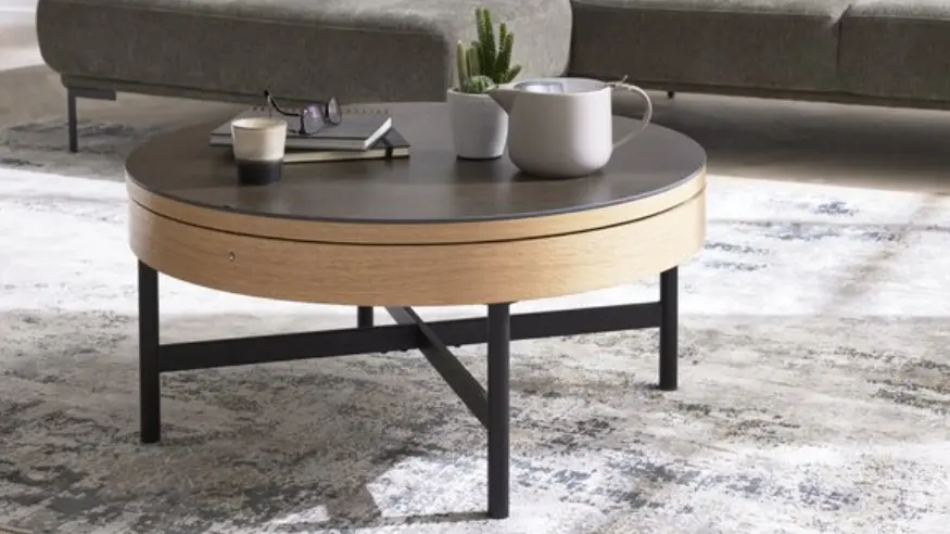 Interliving Couchtisch Serie 6216 Keramik Titan/Eiche Furnier ca. 85x40 cm