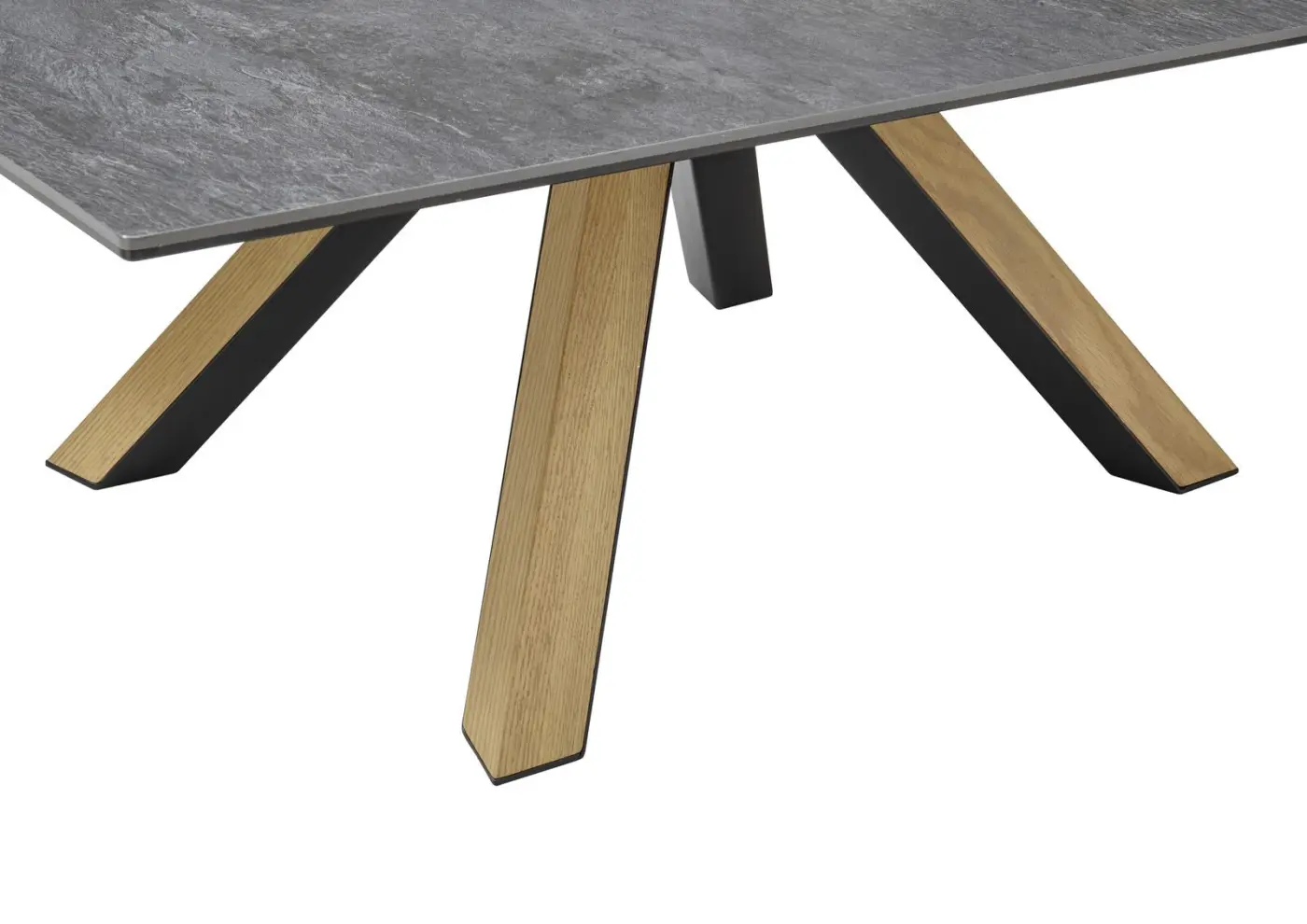 Couchtisch Keramik Anthrazit mit Massivholz BHT ca. 110x 40x70 cm