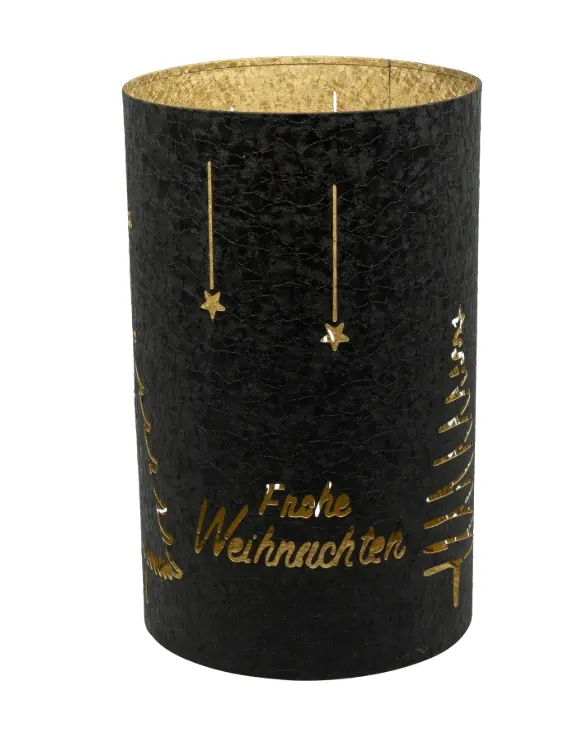 LC Wholesaler Windlicht Home Eisen Schwarz 17x30 cm