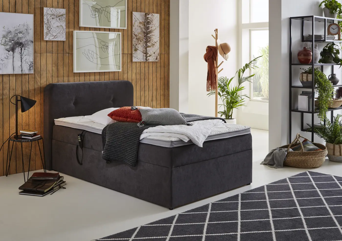 Sun Garden Boxspringbett, 120 x 200 cm Grau