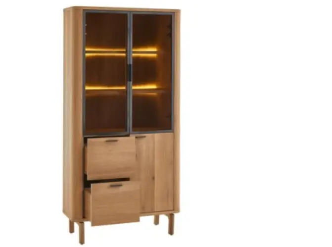 Habufa Vitrine Zade Dune Color lackiert ca. 100x200x42 cm - inkl. LED-Beleuchtung -