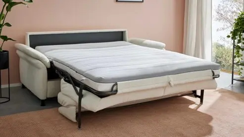 Hukla Comfortbetten Interliving 4700 Type 120LÄ, Bezug Cyber natur, Metallfuß schwarz, Liegefläche 120x200 cm