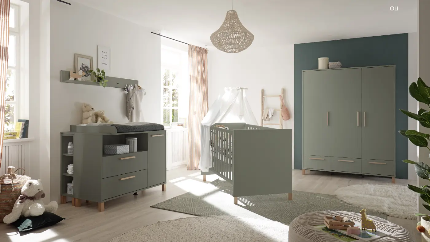 Mäusbacher Babybett pine green matt lack / pine green matt lack
