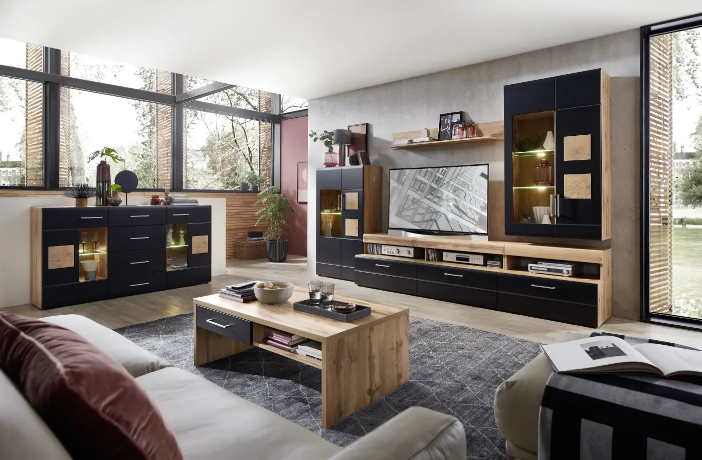 Innostyle Sideboard Sonate schwarz, braun, Eiche, Holz Innostyle Sideboard Sonate schwarz, braun, Eiche, Holz