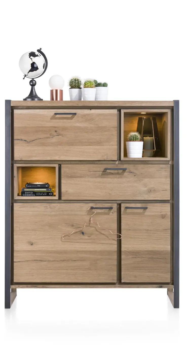 Henders & Hazel Metalo Highboard 36337RWB Eiche furniert / Metall schwarz ca.125x150x42 cm Henders & Hazel Metalo Highboard 36337RWB Eiche furniert / Metall schwarz ca.125x150x42 cm
