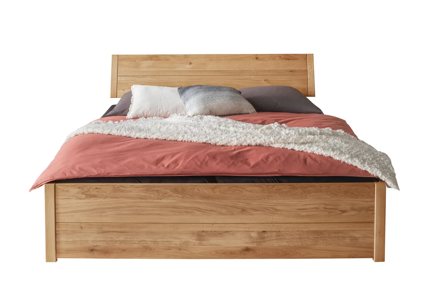 3S Frankenmöbel Stauraumbett BE-0829 Wildeiche massiv geölt ca. 140x200 cm inkl. Stauraum