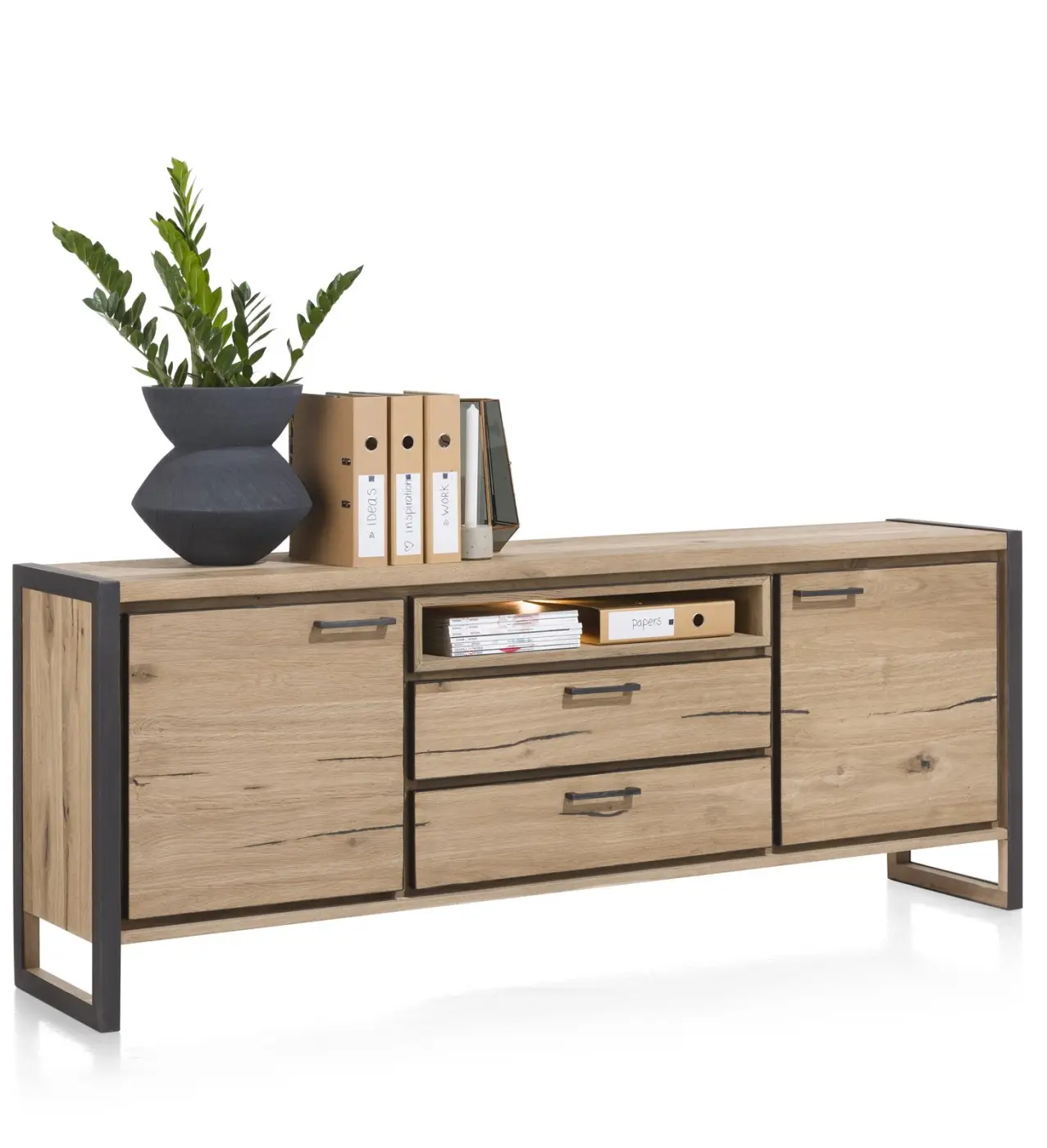 Henders & Hazel Metalo Sideboard 36331RWB Eiche furniert / Metall schwarz ca.210x80x42 cm