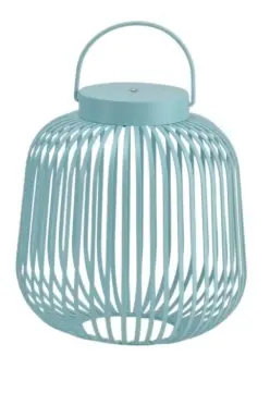 LC Wholesaler LED Metalllaterne Blau 23x37 cm, aufladbar
