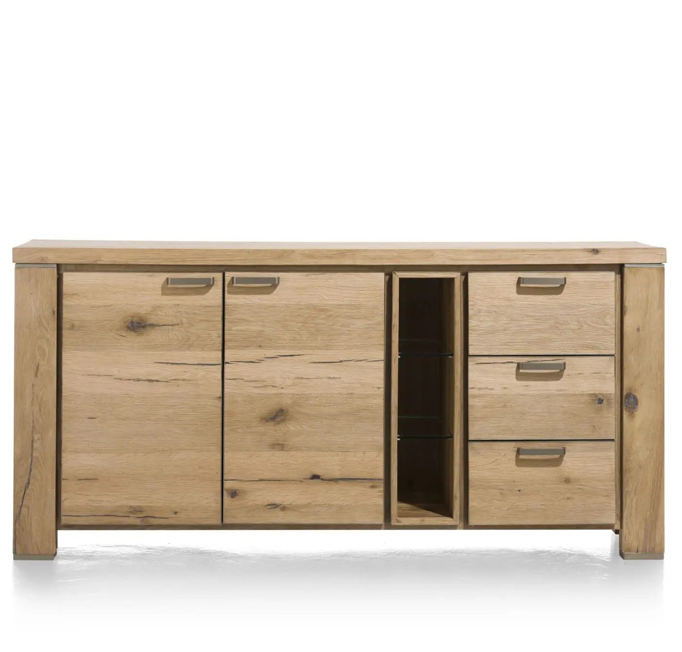 Habufa Sideboard Canova 39585RWB, Eiche Railway braun furniert, Griff: silber, ca.190x90x45 cm