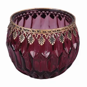 Hogewoning Tealight Holder Creston 12cm Burgundy