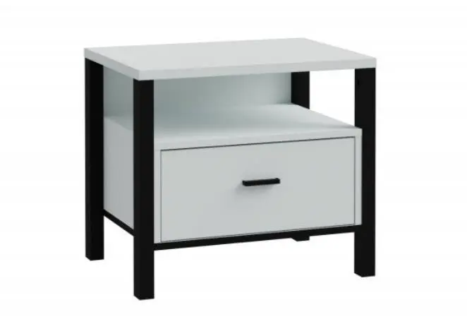 Forte Nachtkommode High Rock Secret grey/Fabric Black  ca. 55x49x41 cm