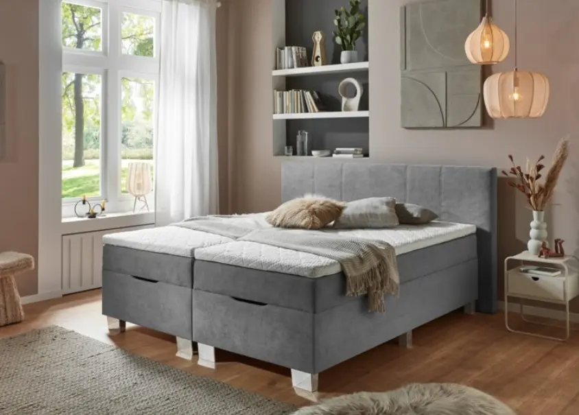 Sun Garden Boxspringgbett BX1790 Tirol inkl. Bettkasten Silber ca. 180x200 cm