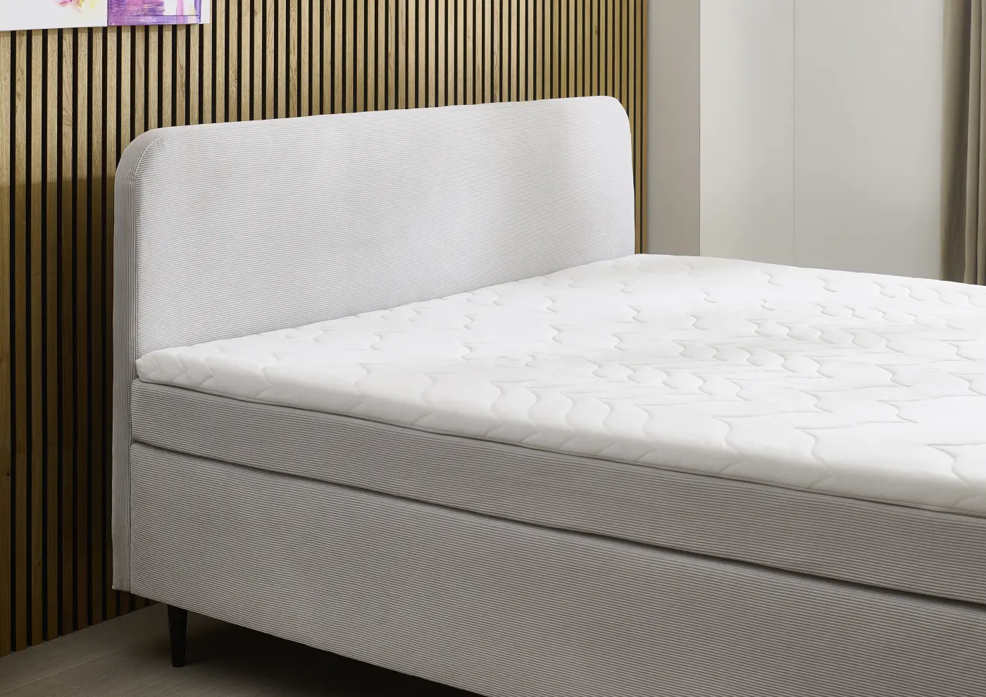 Sun Garden Boxspringbett Villach silber feincord ca. 140x200 cm