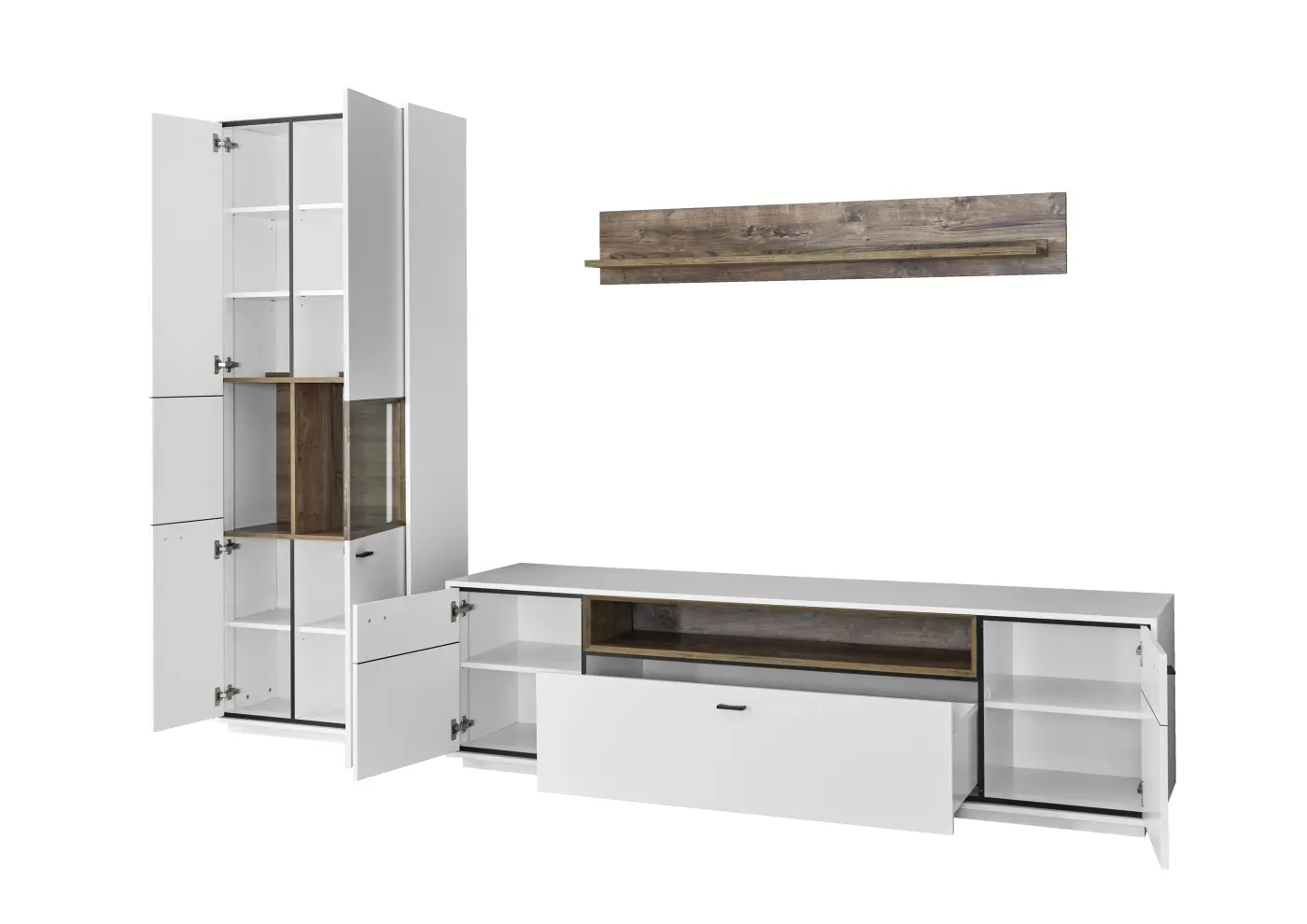 Ideal Vitrine Coruna Kaschmir/Eiche Artisan ca. 78x208x37 cm