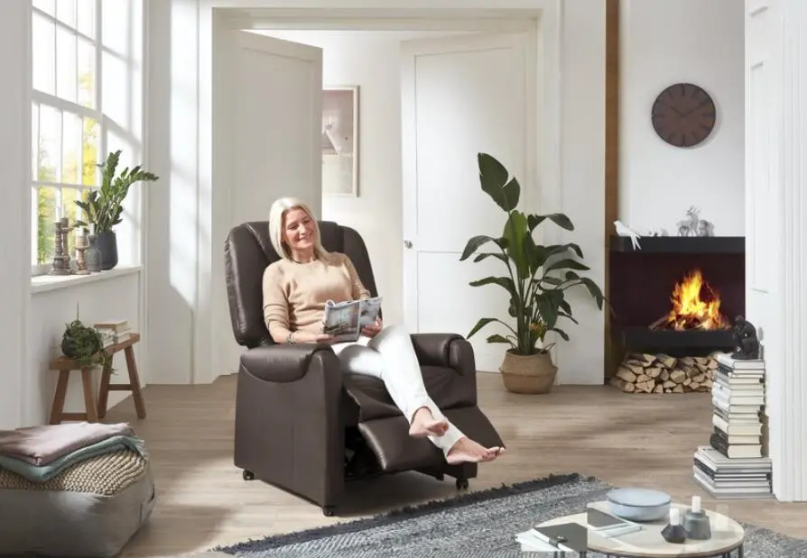 Steinpol Polsteria Carlos S-Basic 1230, Leder mocca, 1-motorisch mit Aufstehhilfe, inkl. Fußteilverlängerung