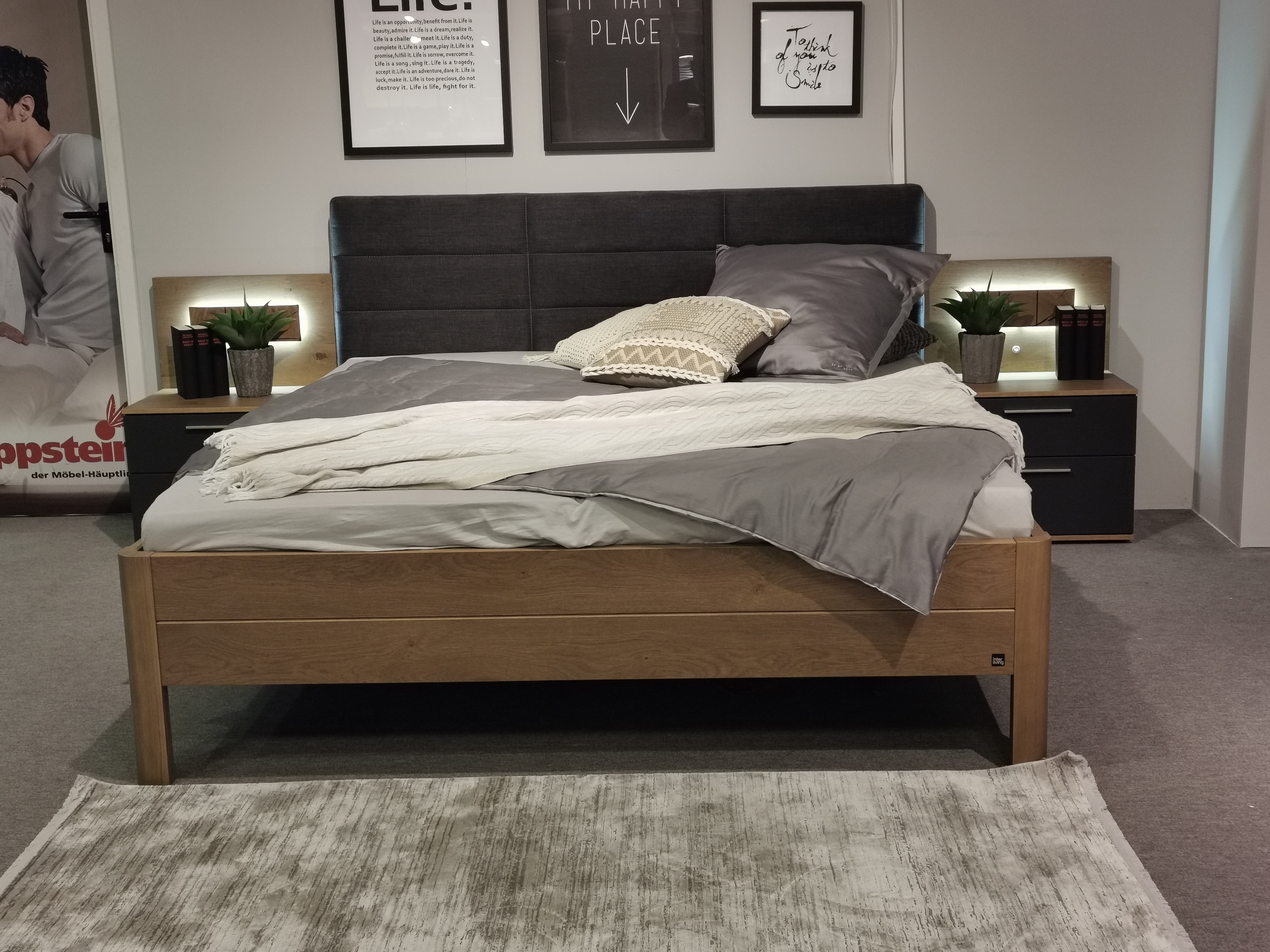 Schlafzimmer Interliving Eiche Barrique / Lack Basalt