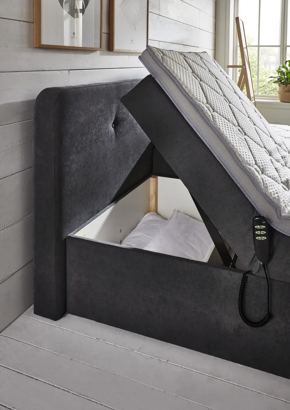 Sun Garden Boxspringbett, 120 x 200 cm Grau