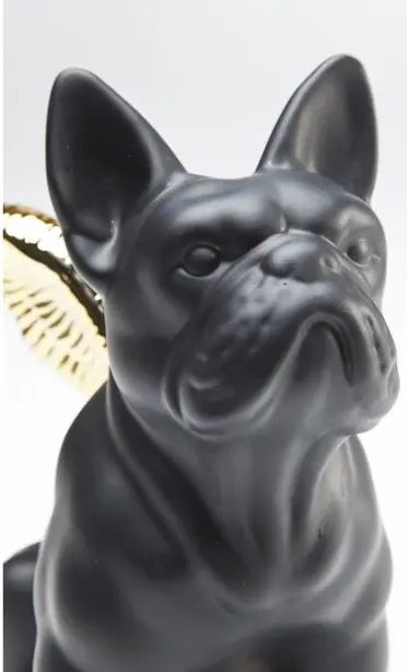 Kare Design Deko-Figur Sitting Angel Dog Gold/Schwarz