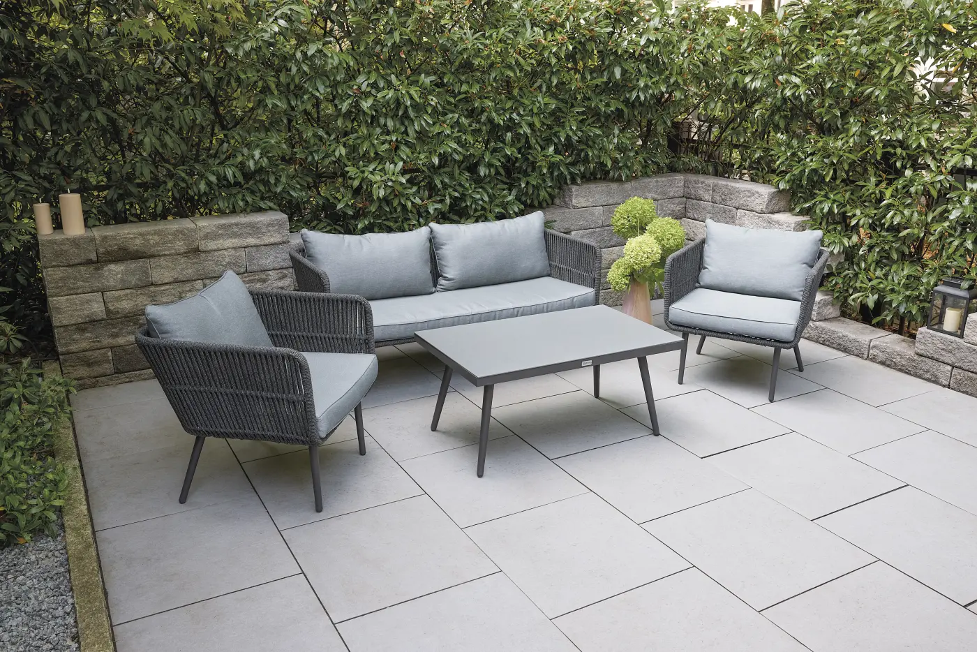 LC Garden Lounge Set Saigon 4 tlg. Dunkelgrau / hellgrau