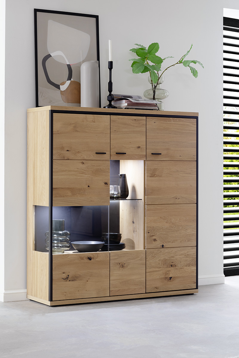 MCA Highboard Asteiche Bianco - anthrazit ca.123x137x38 cm MCA Highboard Asteiche Bianco - anthrazit ca.123x137x38 cm