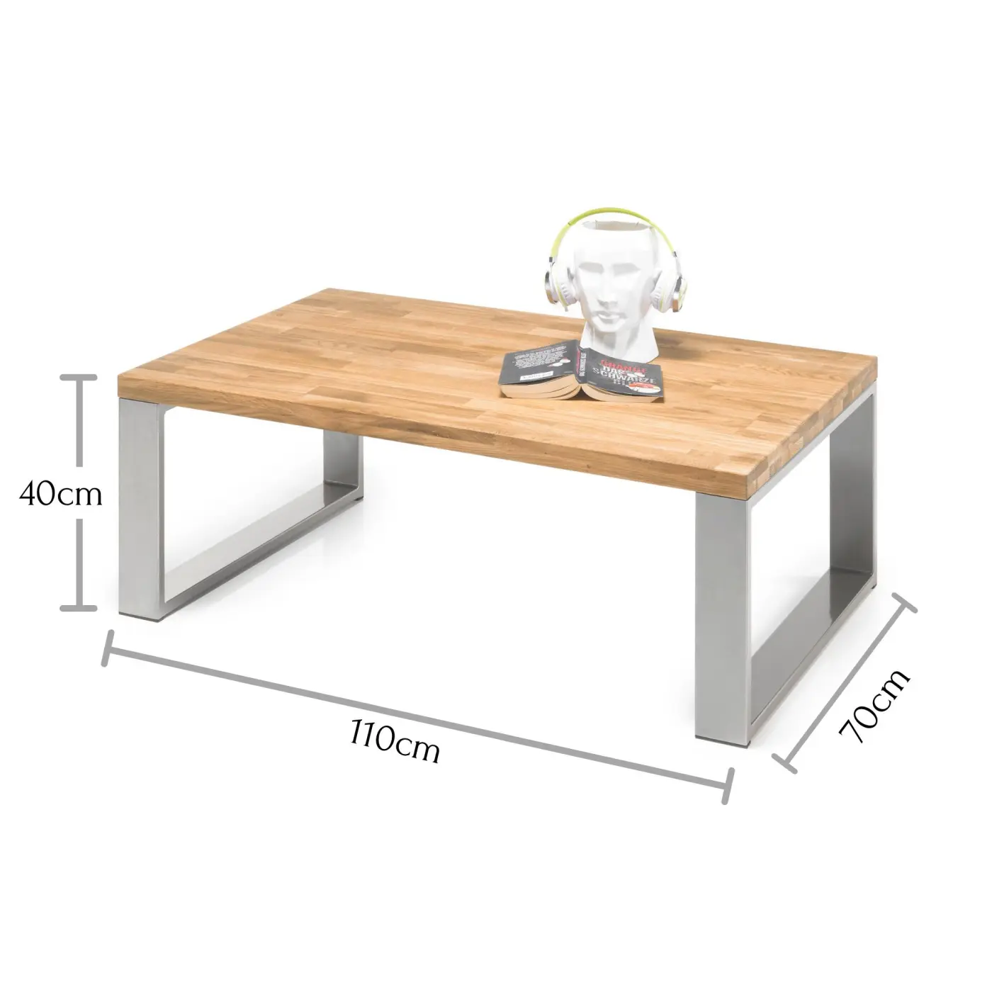 Couchtisch Wildeiche/Metall alufarb. BHT ca. 110x 40x70 cm