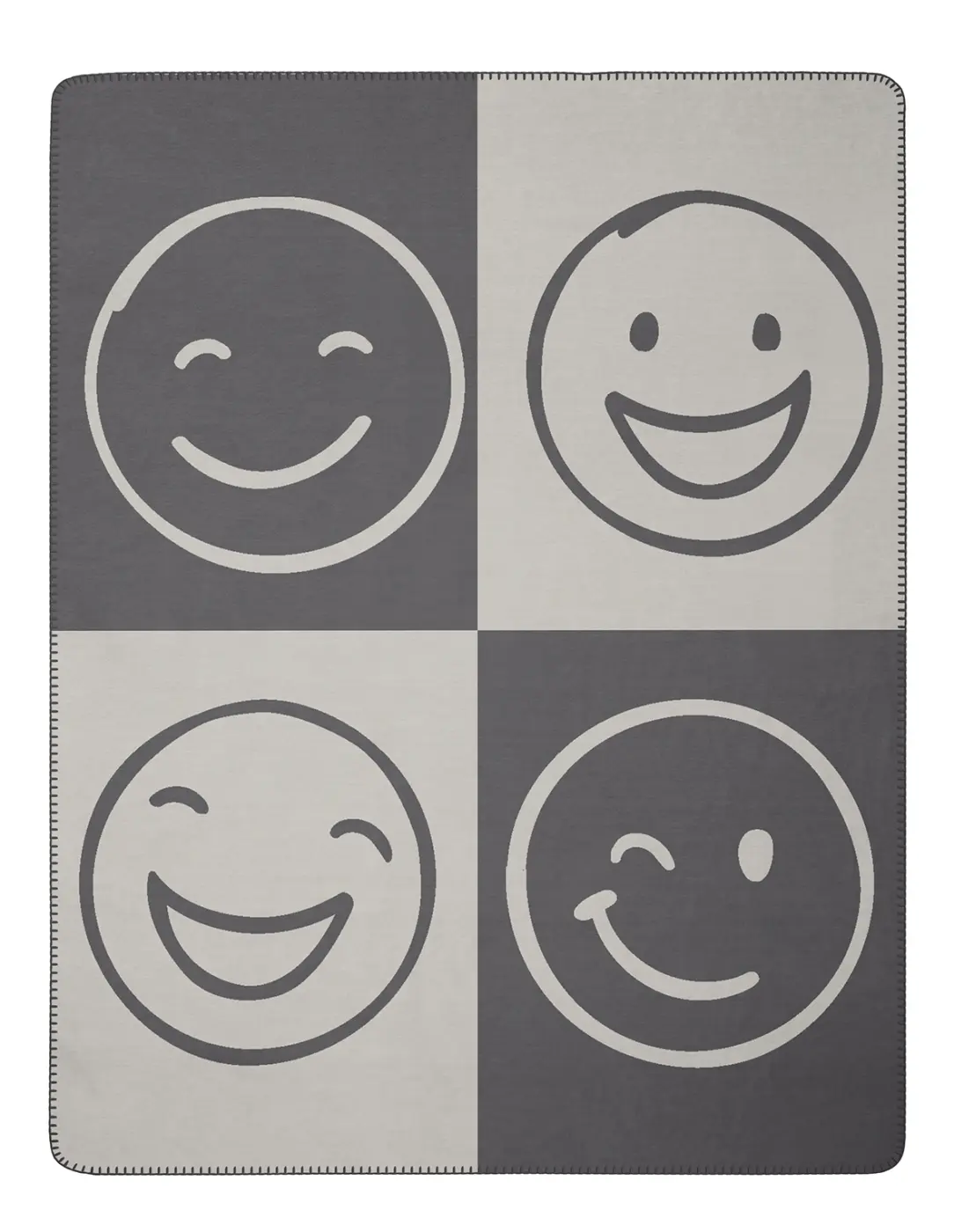 Biederlack Cotton Home Smile Emojis Schiefer 150x200 cm