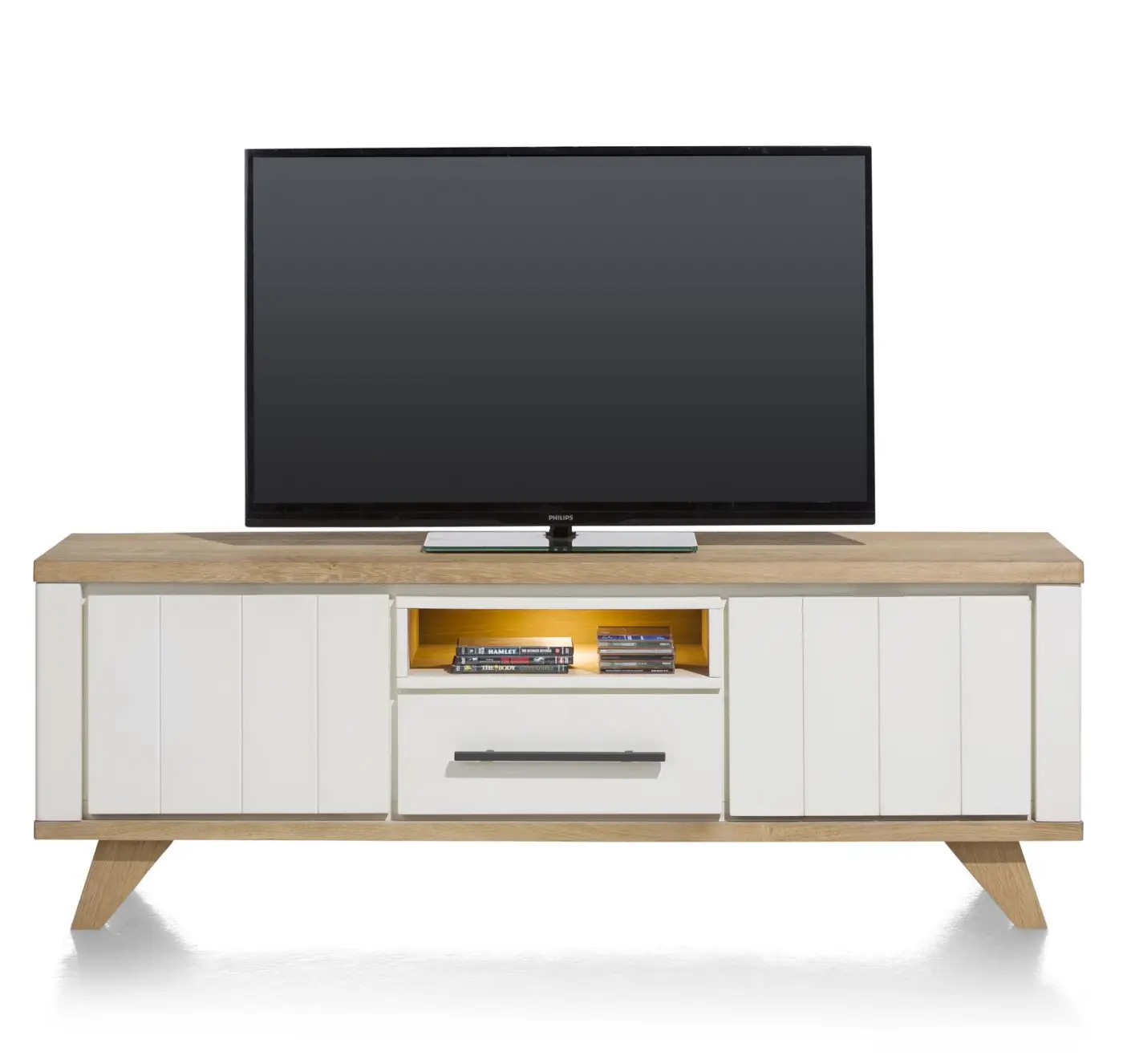 Henders & Hazel Jardin Lowboard 39898-WIT, Eiche Railway brown furniert, Akzent: Weiß, ca.170x60x45 cm