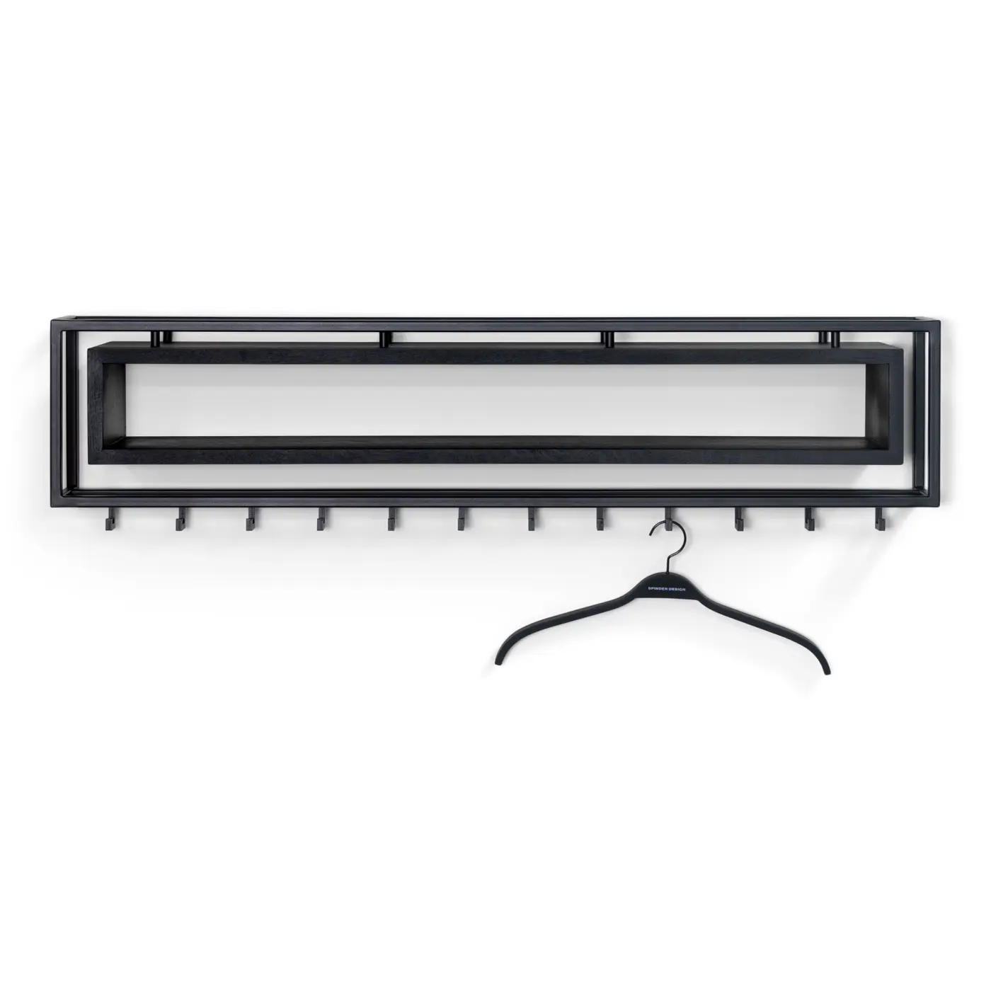 Spinder Wandgarderobe School Schwarz/Holz: schwarz, ca. 118x29,5x19 cm