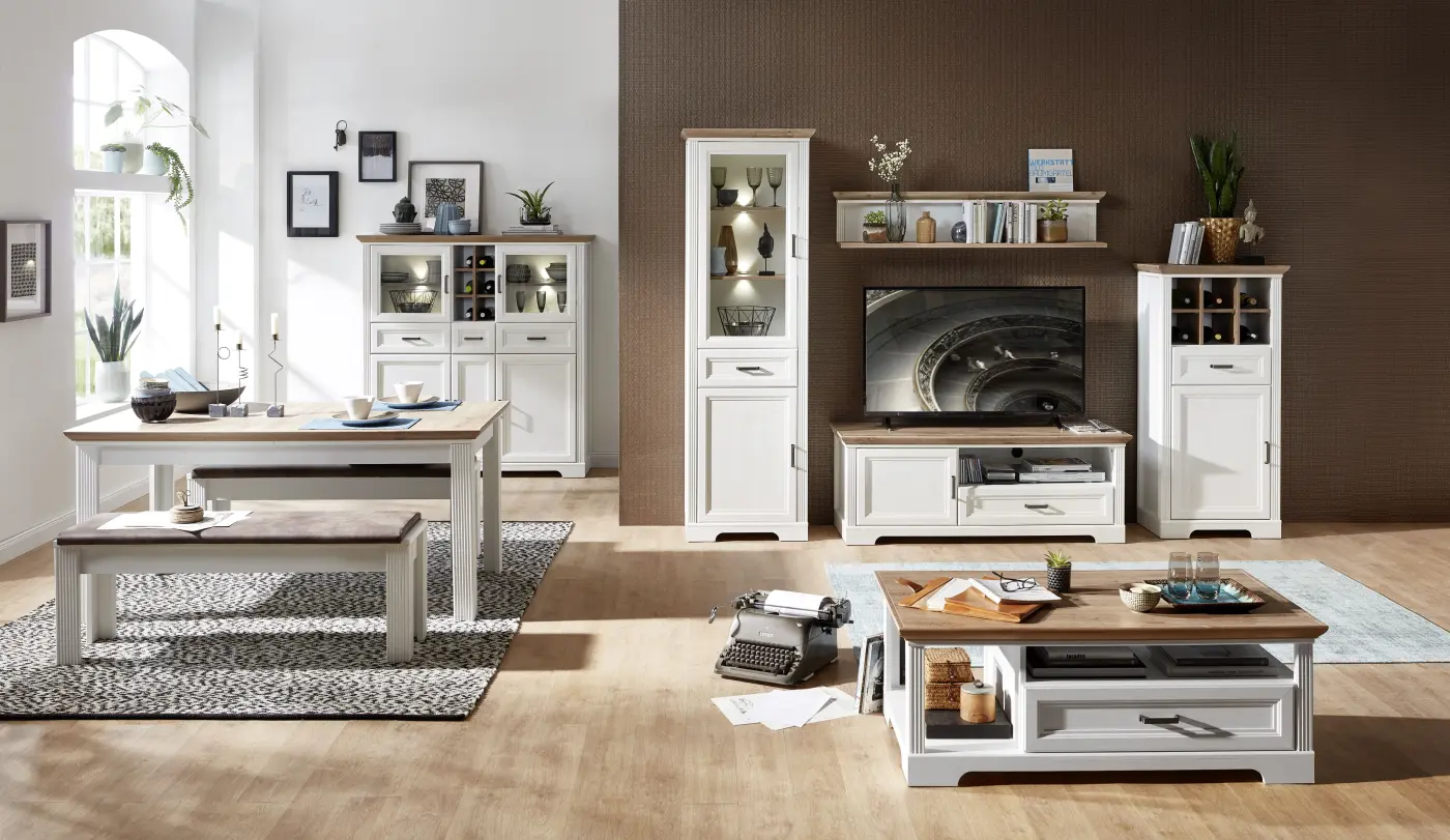Innostyle Couchtisch Jasmin 2LG9UH02 Pinie hell MDF/Eiche Artisan Nachbildung BxHxT ca.120x45x67 cm
