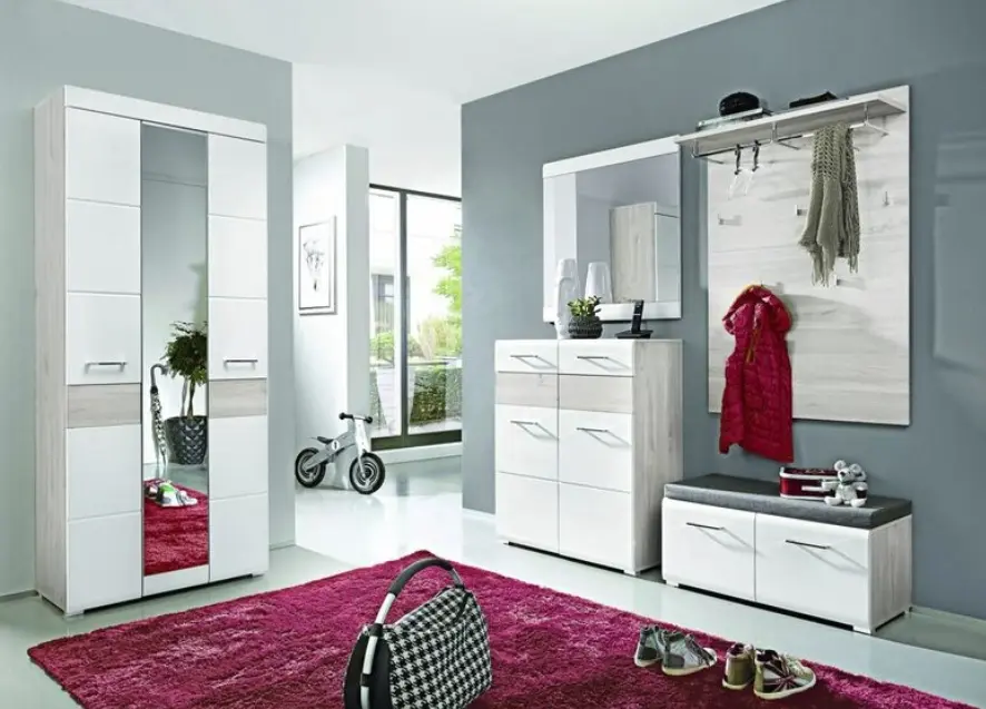 Innostyle Garderobenschrank Funny Weiß/Silbereiche ca. 84x200x40 cm