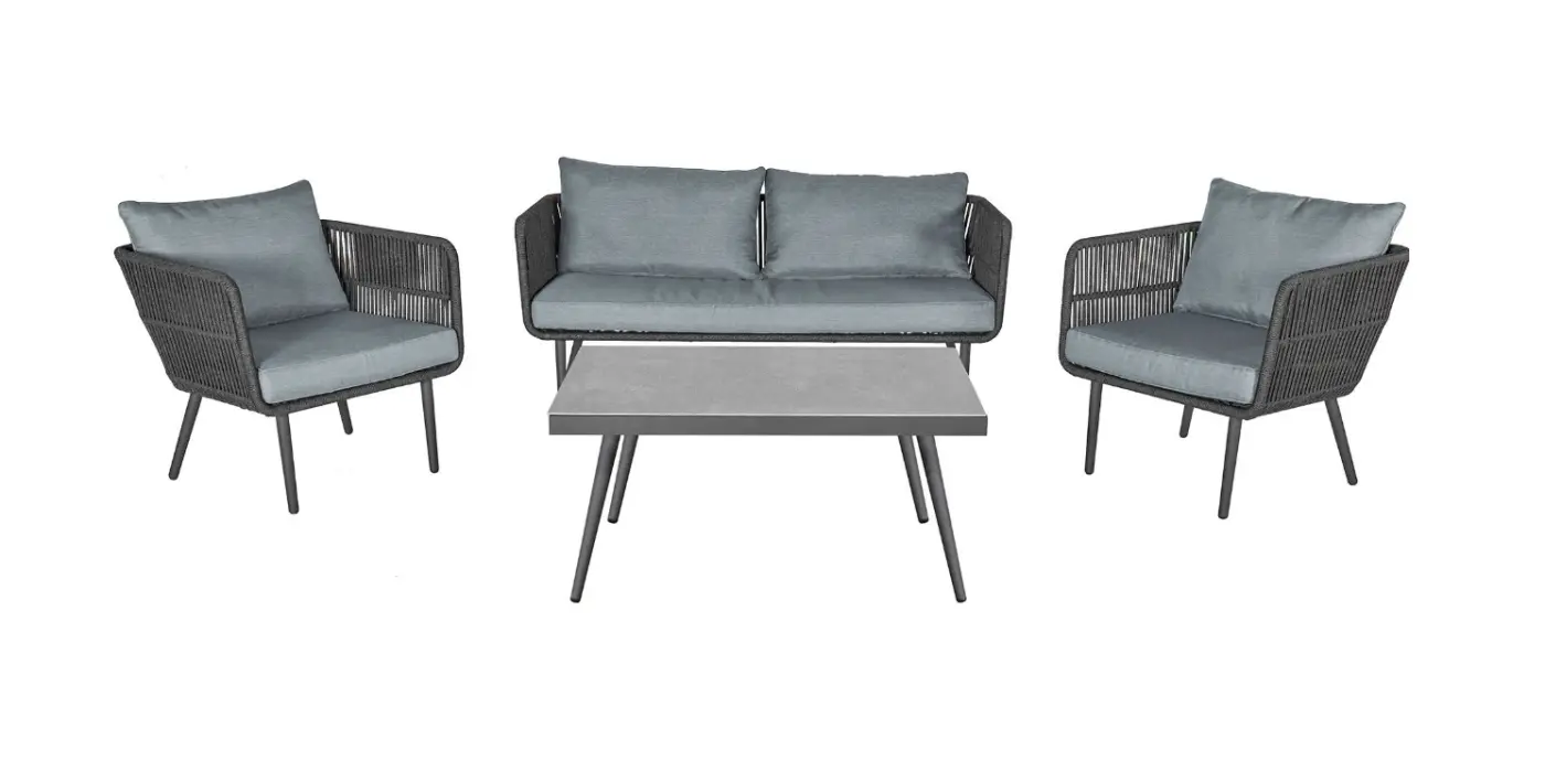 LC Garden Lounge Set Saigon 4 tlg. Dunkelgrau / hellgrau