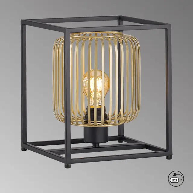 F&H Tischleuchte, 50620 Sandschwarz, Goldfarben