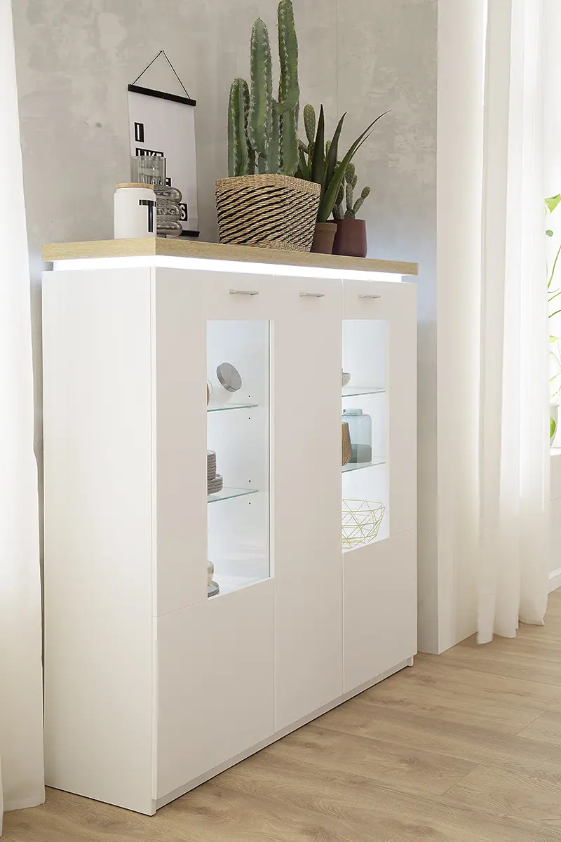 MCA Highboard weiß - Wotan Eiche ca.138x144x38 cm
