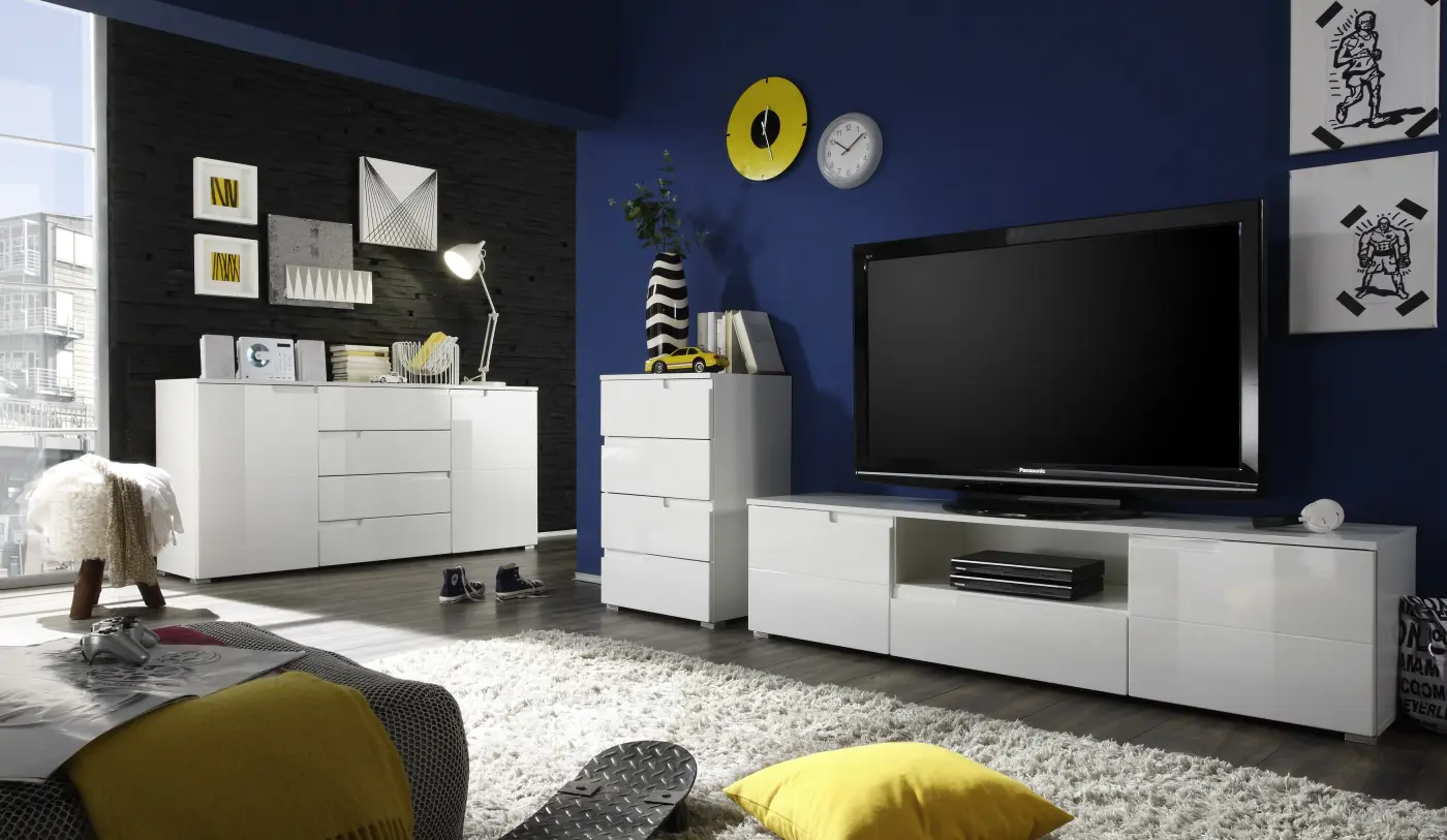 Bega Consult SPICE Kommode 4 breit Weiß / Weiß HG / 4 SK BHT ca.  65x 80x40 cm