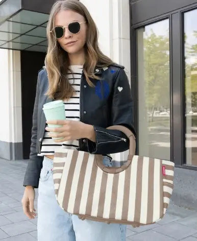 Reisenthel Loopshopper M Summerstripes Coffee  ca. 40x26x20 cm